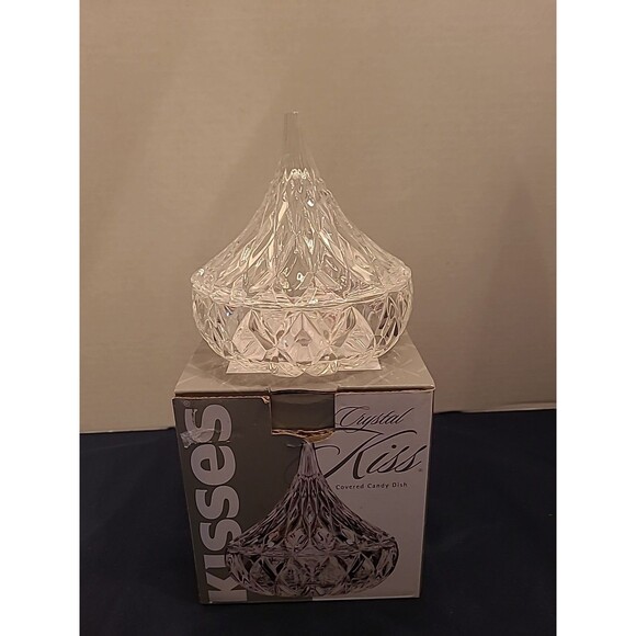 Hershey's Kiss Crystal Covered Candy Dish Clear Lead Shannon Crystal, New - Picture 1 of 13